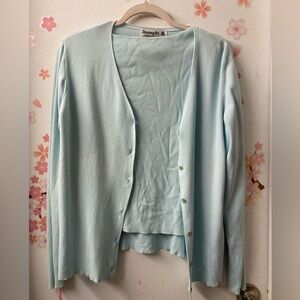 Joseph A. Light Blue Knit Cardigan & Tank Twin Set – Size L